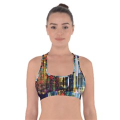 Skyline Frankfurt Christmas Star Cross Back Sports Bra by Wegoenart