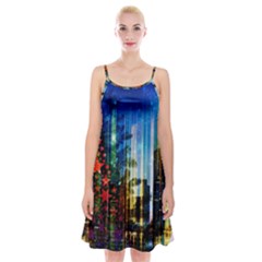 Skyline Frankfurt Christmas Star Spaghetti Strap Velvet Dress