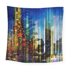 Skyline Frankfurt Christmas Star Square Tapestry (large) by Wegoenart