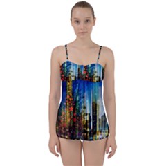 Skyline Frankfurt Christmas Star Babydoll Tankini Set