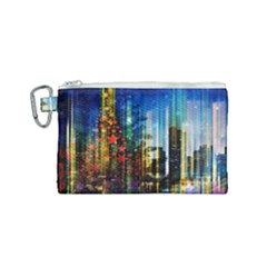 Skyline Frankfurt Christmas Star Canvas Cosmetic Bag (small) by Wegoenart