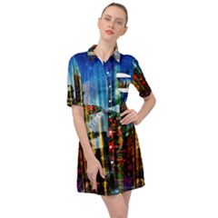 Skyline Frankfurt Christmas Star Belted Shirt Dress