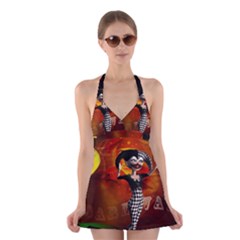 Cute Little Harlequin Halter Dress Swimsuit  by FantasyWorld7