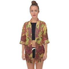 Tropical Vintage Floral Artwork Print Open Front Chiffon Kimono by dflcprintsclothing