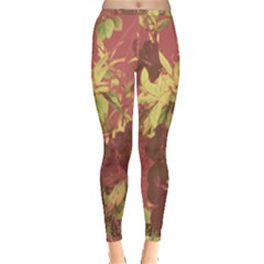 Tropical Vintage Floral Artwork Print Inside Out Leggings by dflcprintsclothing