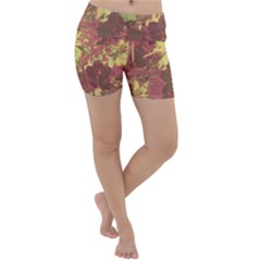 Tropical Vintage Floral Artwork Print Lightweight Velour Yoga Shorts by dflcprintsclothing