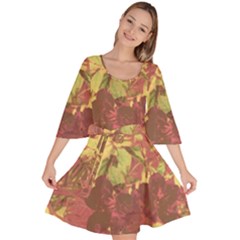 Tropical Vintage Floral Artwork Print Velour Kimono Dress