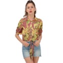 Tropical Vintage Floral Artwork Print Tie Front Shirt  View1