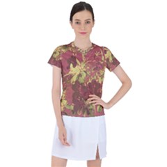 Tropical Vintage Floral Artwork Print Women s Mesh Sports Top