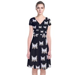 Bats In The Night Ornate Short Sleeve Front Wrap Dress by pepitasart