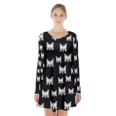 Bats In The Night Ornate Long Sleeve Velvet V-neck Dress by pepitasart