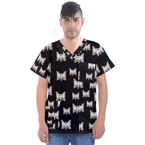 Bats In The Night Ornate Men s V-neck Scrub Top by pepitasart