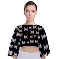 Bats In The Night Ornate Tie Back Butterfly Sleeve Chiffon Top by pepitasart