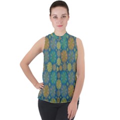 Zappwaits Amusement Mock Neck Chiffon Sleeveless Top by zappwaits