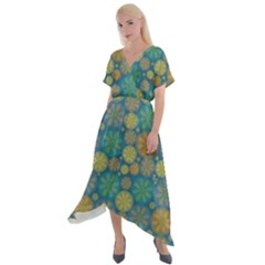 Zappwaits Amusement Cross Front Sharkbite Hem Maxi Dress