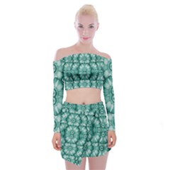 Sea And Florals In Deep Love Off Shoulder Top With Mini Skirt Set by pepitasart