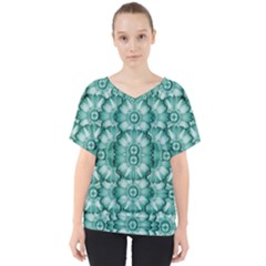 Sea And Florals In Deep Love V-neck Dolman Drape Top by pepitasart