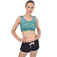 Sea And Florals In Deep Love V-back Sports Bra by pepitasart