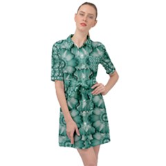 Sea And Florals In Deep Love Belted Shirt Dress