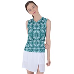 Sea And Florals In Deep Love Women s Sleeveless Mesh Sports Top