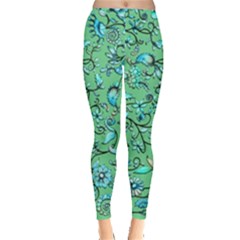 Green Flowers Leggings 