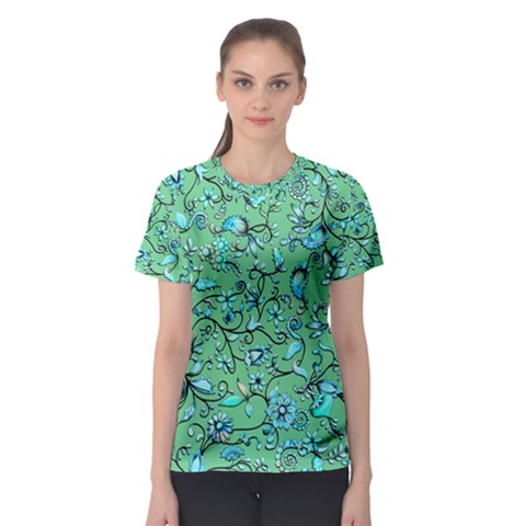 Green Flowers Women s Sport Mesh Tee by ZeeBee