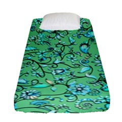 Green Flowers Fitted Sheet (single Size)