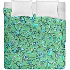 Green Flowers Duvet Cover Double Side (king Size)