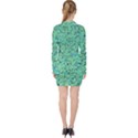 Green Flowers V-neck Bodycon Long Sleeve Dress View2