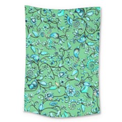 Green Flowers Large Tapestry