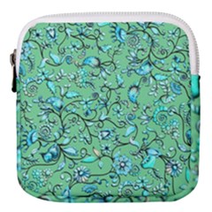 Green Flowers Mini Square Pouch