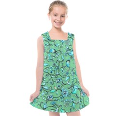 Green Flowers Kids  Cross Back Dress by ZeeBee