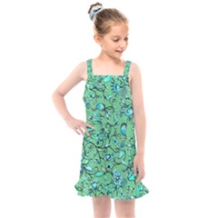 Green Flowers Kids  Overall Dress by ZeeBee