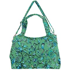 Green Flowers Double Compartment Shoulder Bag