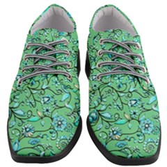 Green Flowers Women Heeled Oxford Shoes