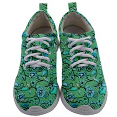 Green Flowers Mens Athletic Shoes