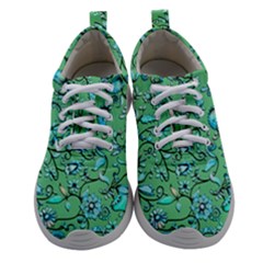 Green Flowers Women Athletic Shoes