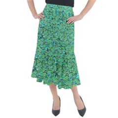 Green Flowers Midi Mermaid Skirt by ZeeBee