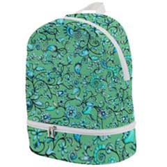 Green Flowers Zip Bottom Backpack