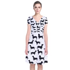 Dachshunds! Short Sleeve Front Wrap Dress by ZeeBee