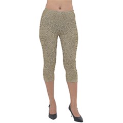 Wood In The Forest And Stars Mandala Lightweight Velour Capri Leggings  by pepitasart