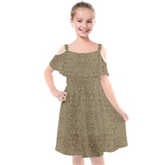 Wood In The Forest And Stars Mandala Kids  Cut Out Shoulders Chiffon Dress by pepitasart