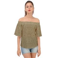 Wood In The Forest And Stars Mandala Off Shoulder Short Sleeve Top