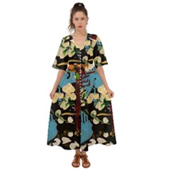 Valley Lilies 1 1 Kimono Sleeve Boho Dress