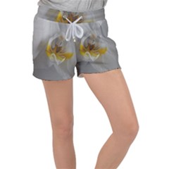 Orchidée Blanche Fleur Women s Velour Lounge Shorts by kcreatif