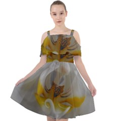 Orchidée Blanche Fleur Cut Out Shoulders Chiffon Dress