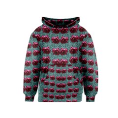 Forest Roses On Decorative Wood Kids  Pullover Hoodie by pepitasart