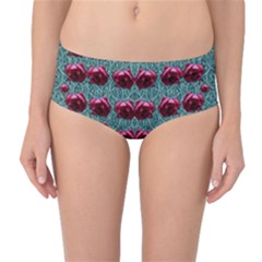 Forest Roses On Decorative Wood Mid-waist Bikini Bottoms by pepitasart