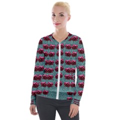 Forest Roses On Decorative Wood Velour Zip Up Jacket by pepitasart