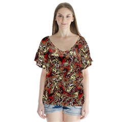 Ab 91 1 V-neck Flutter Sleeve Top by ArtworkByPatrick